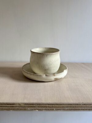 Flower cup & plate set - matte white - SET